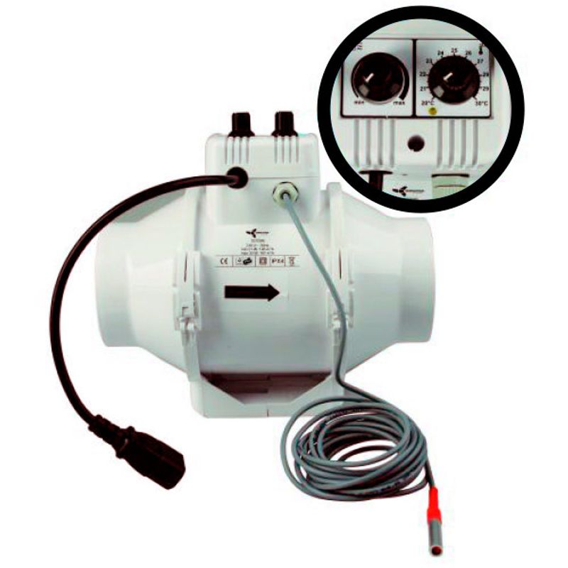 Kanalvifte ø125 mm med kontroller, 220/280 m³/t, Vents