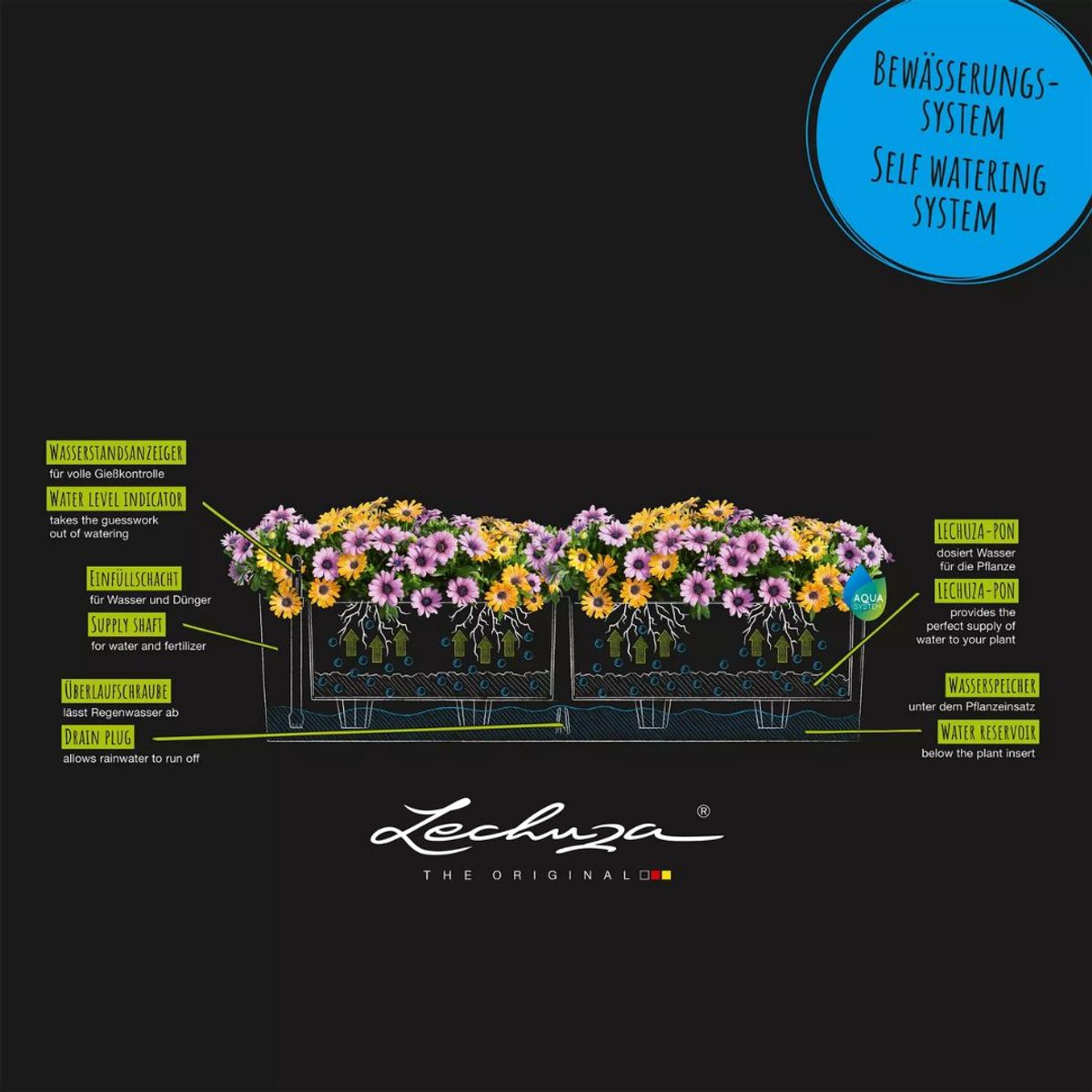 Balconera Color 100 'Slate', Lechuza Balkongkasse